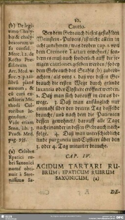 Cap. IV. Acidum Tartari Rubrum; Epaticum Rubrum Saxonicum