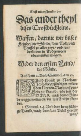 Wider den ersten Feind/ die Sünde.
