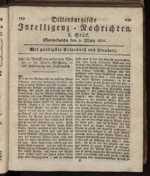 X. Stück ... den 7. Merz 1801 - XIII. Stück ... den 28. Merz 1801.
