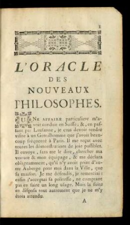 L'Oracle Des Nouveaux Philosophes.