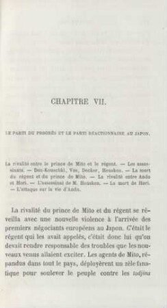Chapitre VII. Le parti du progrés et le parti réactionnaire au Japon