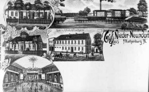 Rothenburg/O.L.-Nieder-Neundorf. Papierfabrik u.a. Ansichten, Ansichtskarte, um 1910, Repro (RA Görlitz Postkartensammlung)