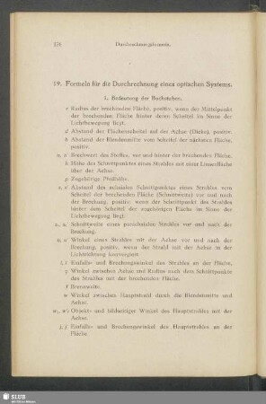 19. Formeln für die Durchrechnung eines optischen Systems