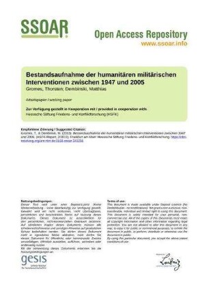 Bestandsaufnahme der humanitären militärischen Interventionen zwischen 1947 und 2005
