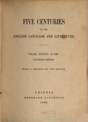 Five centuries of the English language and literature