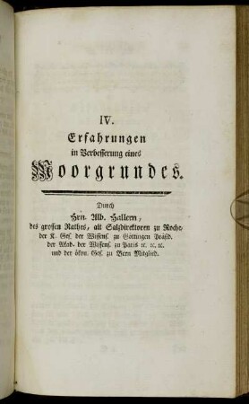 IV. Erfahrungen in Verbesserung eines Moorgrundes.