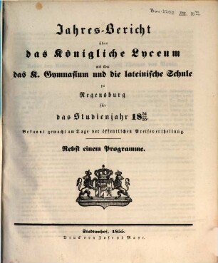 Jahres-Bericht. 1854/55 (1855)