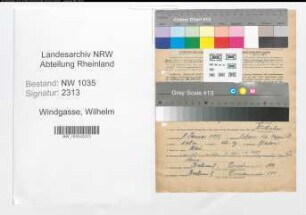 Entnazifizierung Wilhelm Windgasse , geb. 08.01.1892 (Steiger)