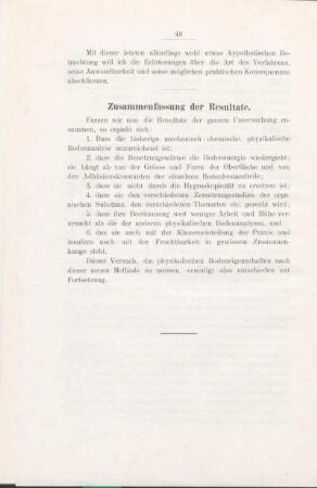 Zusammenfassung der Resultate.