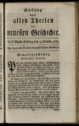 XLII. Nachl. Coburg, den 19. October, 1763.