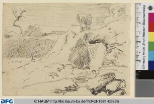 Campagna-Landschaft, mit Bach zwischen Felsen