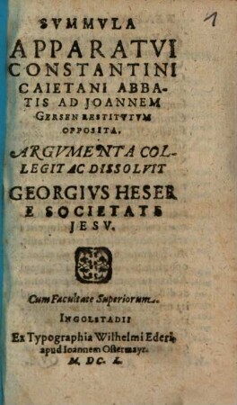 Summula apparatui Constantini Abb. ad J. Gersen restitutum opposita