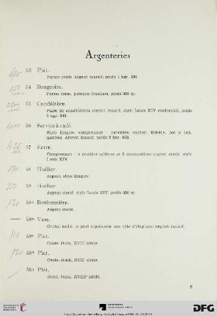 Argenteries (Nr. 53-59)