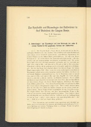Zur Symbolik und Etymologie der Zahlwörter in fünf Dialekten der Lingua Bantu.