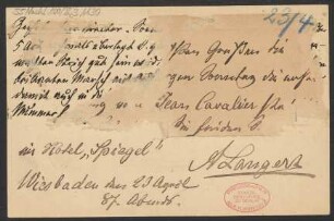 Brief an B. Schott's Söhne : 23.04.1887