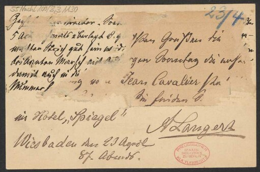 Brief an B. Schott's Söhne : 23.04.1887