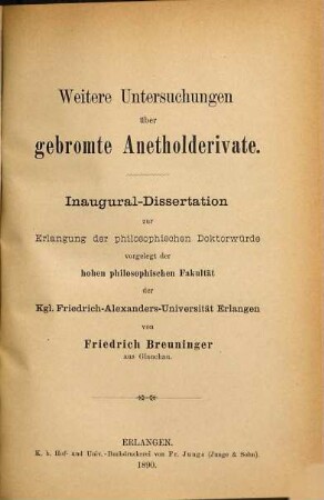 Weitere Untersuchungen über gebromte Anetholderivate