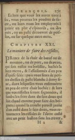 Chapitre XXI. La maniere de faire des risolles