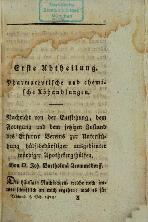Taschenbuch für Scheidekünstler und Apotheker. 50. 1829