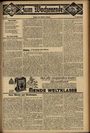 Zweite Ausgabe vom Sonntag, den 10. September 1933.