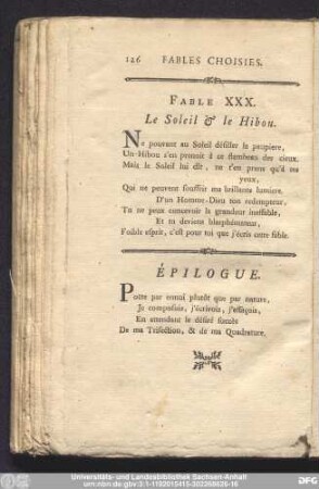 Fable XXX. Le Soleil & le Hibou.