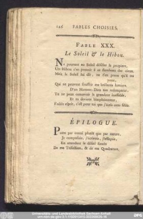 Fable XXX. Le Soleil & le Hibou.