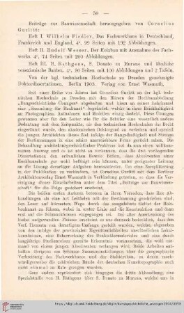 [Rezension von: Cornelius Gurlitt (Hrsg.), Beiträge zur Bauwissenschaft, Heft I-III]