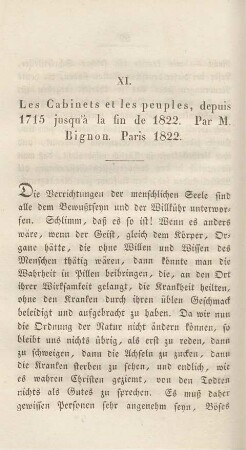 XI. Les Cabinets et les peuples, depuis 1715 jusqu'à la fin de 1822. - XV. Humoral-Pathologie