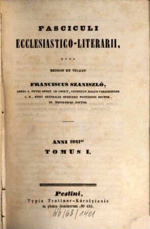 Fasciculi ecclesiastico-literarii. 1841