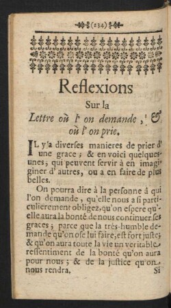 Reflexions Sur la Lettre où l'on demande, ...où l' on prie.