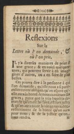 Reflexions Sur la Lettre où l'on demande, ...où l' on prie.