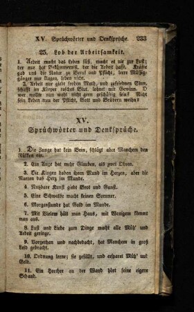 XV. Sprüchwörter und Denksprüche.