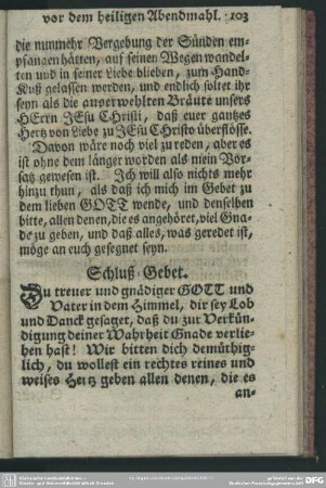 Schluß-Gebet