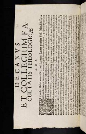 Decanvs @[Decanus] Et Collegium Facultatis Theologicae L. B. S.