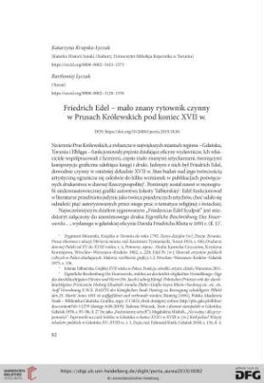 Friedrich Edel – mało znany rytownik czynny w Prusach Królewskich pod koniec XVII w.