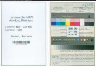 Entnazifizierung Hermann Jansen , geb. 31.10.1896 (Schulrektor)