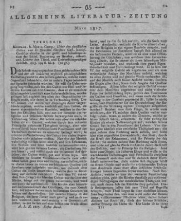 Gass, J. C.: Ueber den christlichen Cultus. Breslau: Max 1815