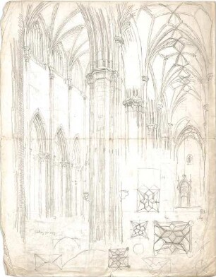 Thiersch, August ; Reiseskizzen - Kathedrale - Innenraum (Perspektive)