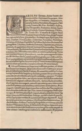 Carolus Quintus, divina favente clementia electus Romanorum Imperator ...
