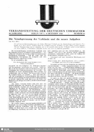 Die Neuabgrenzung der Verbände und die neuen Aufgaben