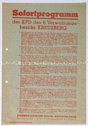 Programm der KPD Berlin-Kreuzberg zum Wiederaufbau