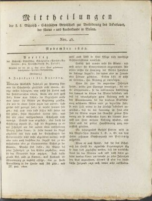 Mittheilungen. Nro. 45. November 1822.