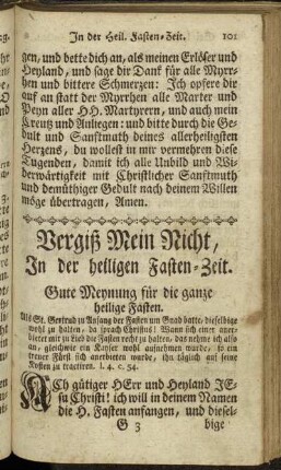 In der heiligen Fasten-Zeit.