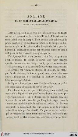 3: Analyse du bronze d'une aigle romaine trouvée au Mont-Terrible (Jura)