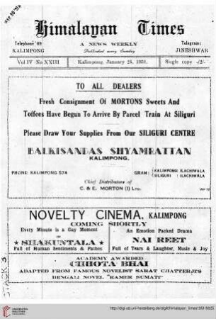 No. XXIII (21 January 1951)
