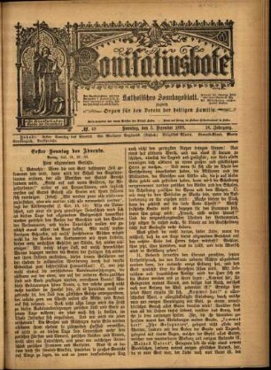 Erste Ausgabe vom Sonntag, den 03. Dezember 1899.