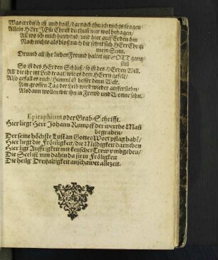 Epitaphium oder Grab-Schrifft.
