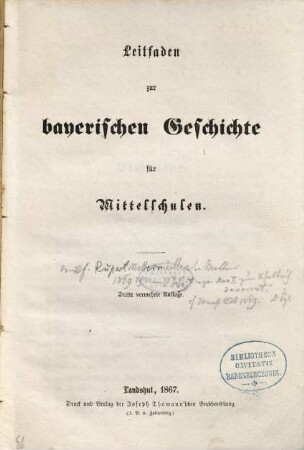 Leitfaden zur bayerischen Geschichte für Mittelschulen