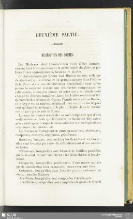 Deuxième partie. Description des roches