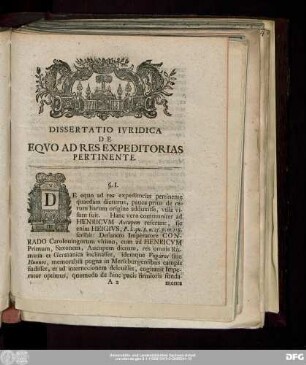 Dissertatio Iuridica De Equo Ad Res Expeditorias Pertinente.